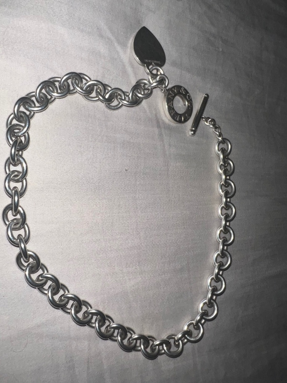 Tiffany & Co Sterling Silver Heart Tag Toggle Necklace 16"